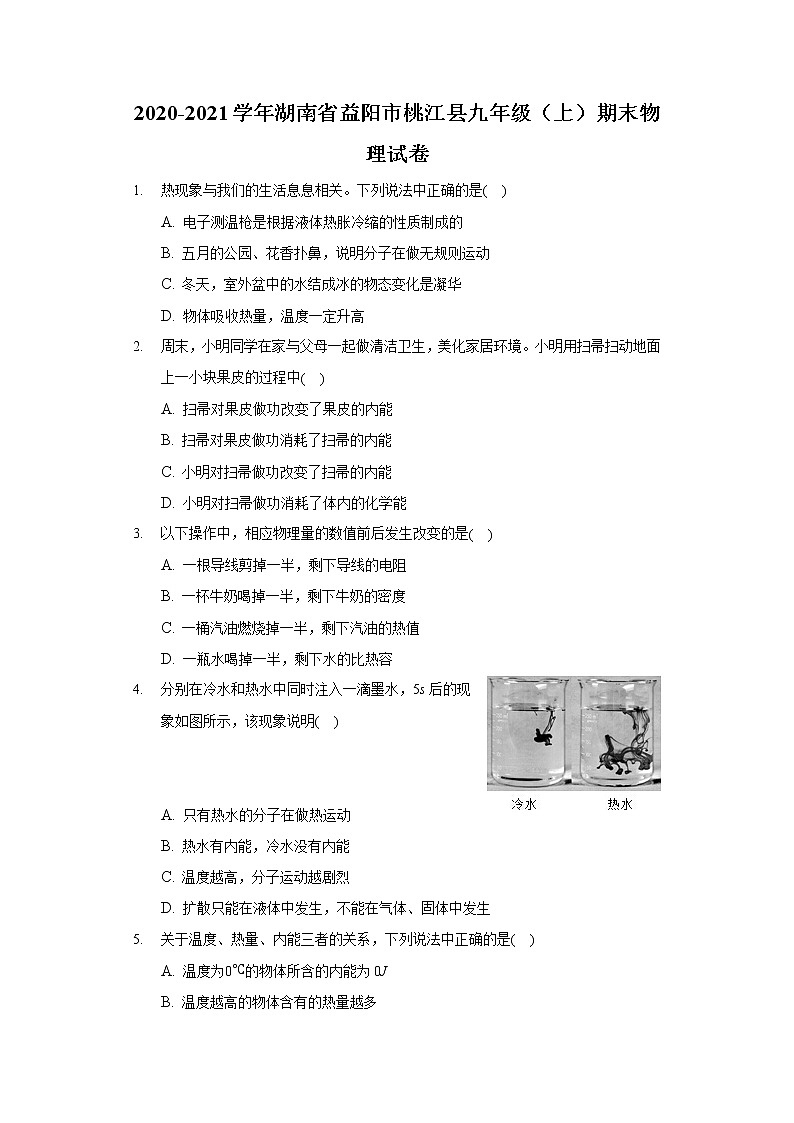 2020-2021学年湖南省益阳市桃江县九年级（上）期末物理试卷第1页