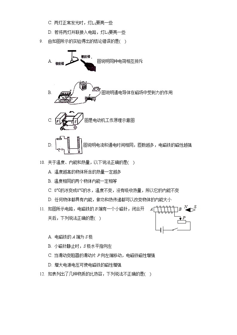 2020-2021学年河北省唐山市迁安市九年级（上）期末物理试卷第3页