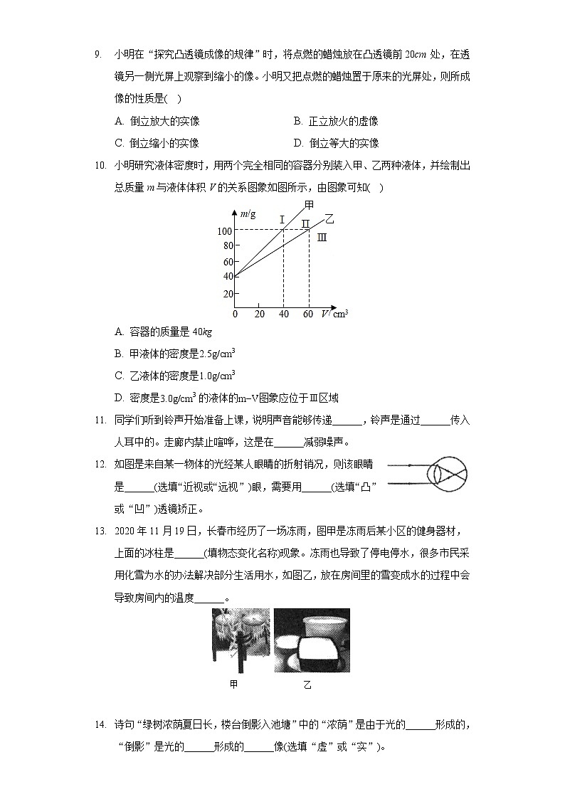 2020-2021学年吉林省长春十六中八年级（上）期末物理试卷02