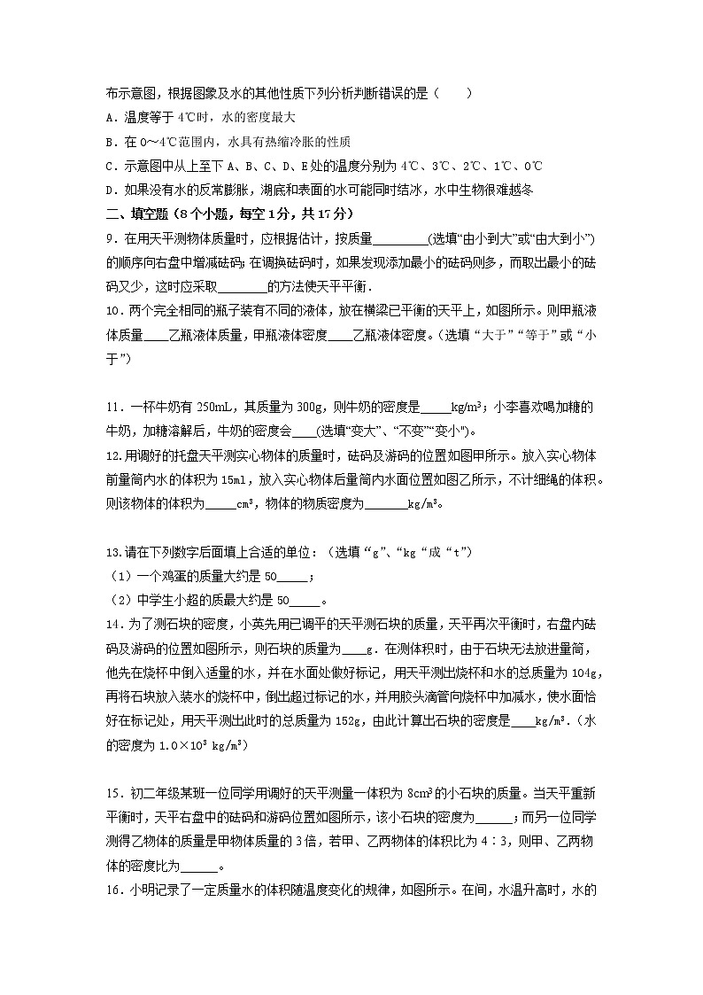 人教版八年级物理上册 第六章 《质量与密度》（单元达标检测试卷）（解析版+原卷版）期末复习试卷02