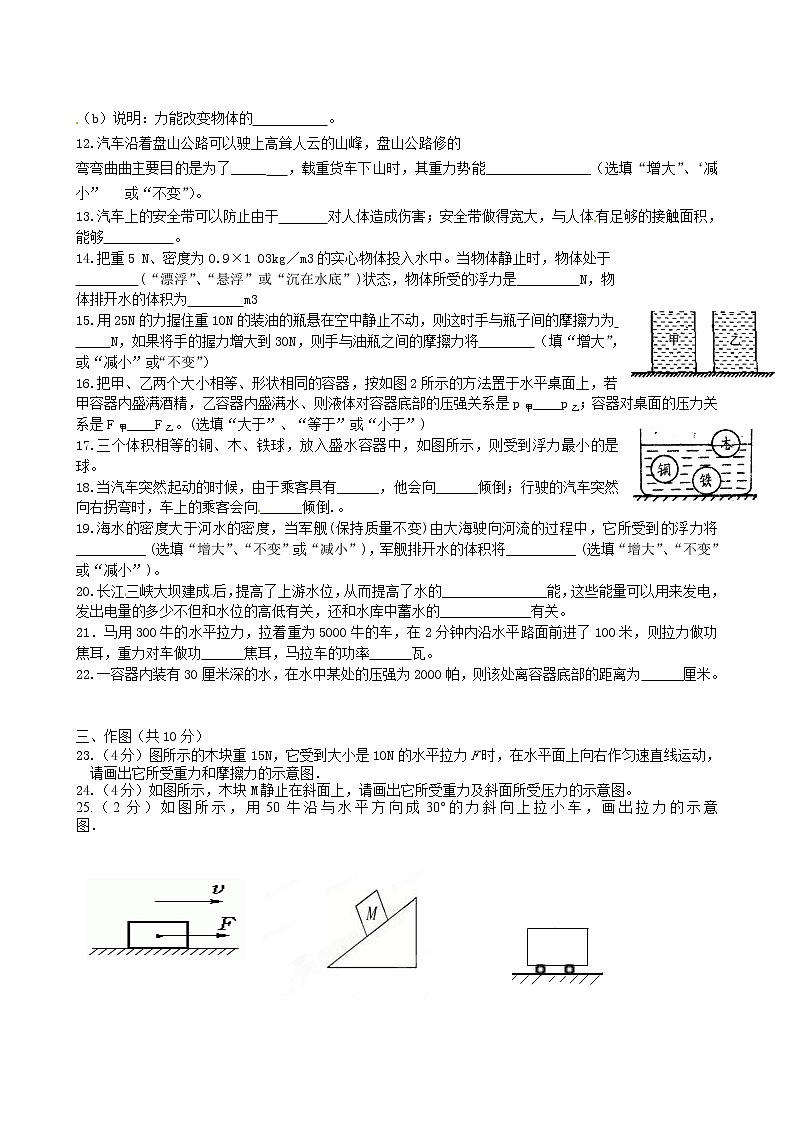 八年级下学期期末考试物理试题2第2页