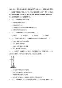 山东省滨州市滨城区2021-2022学年九年级上学期期中物理试卷（word版 含答案）