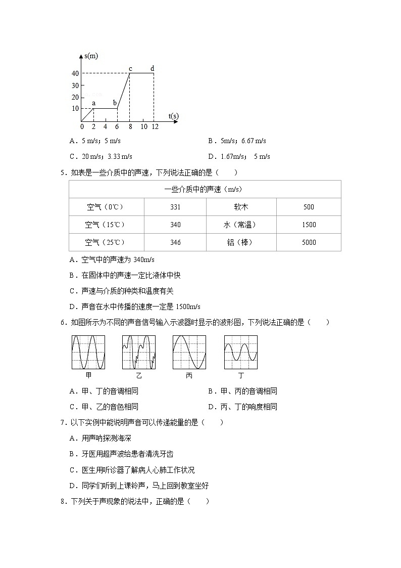 2021-2022学年人教版八年级物理上学期期末模拟卷三（word版 含答案）第2页