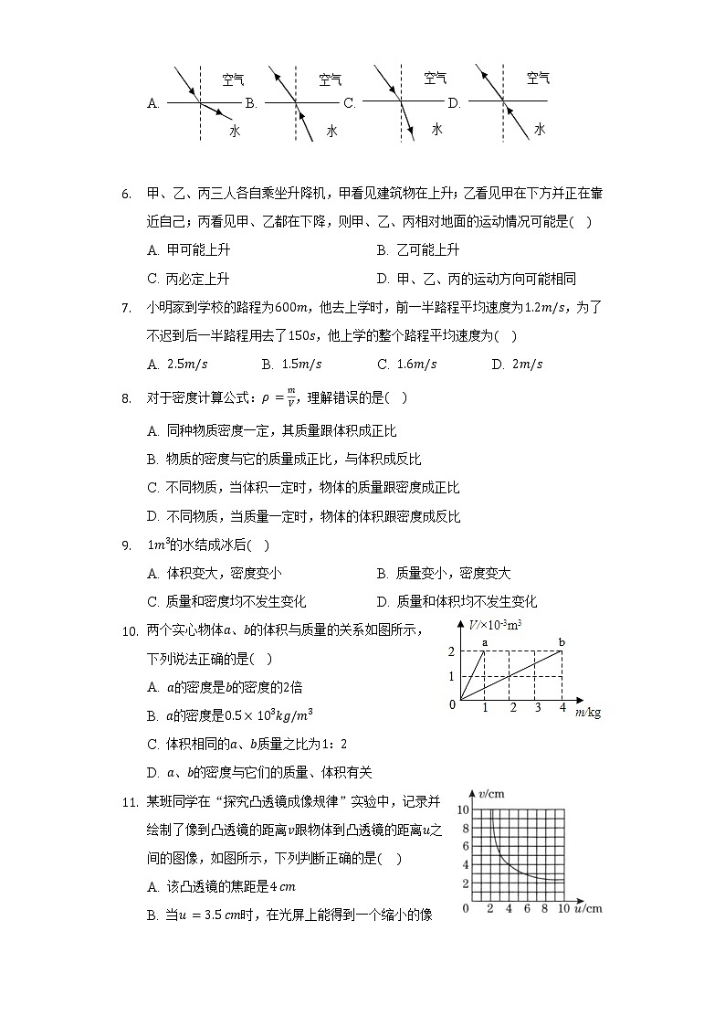 2021-2022学年人教版物理八年级上学期期末复习题（word版 含答案）02
