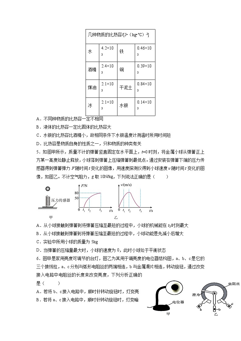 2021-2022学年苏科版物理九年级上学期期末总复习练习（word版 含答案）第2页