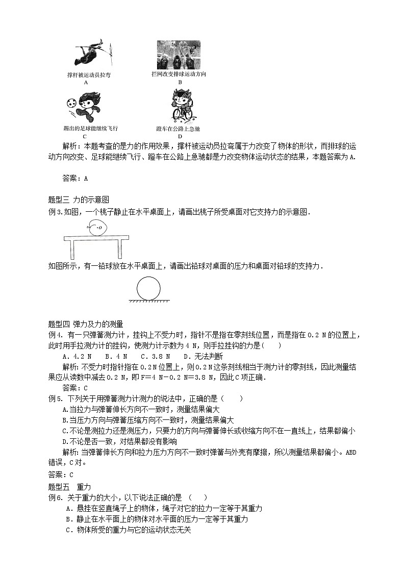 人教版八年级下册物理第18讲：力、弹力、重力导学案（含答案版）02
