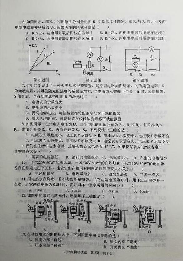 2021年山东枣庄薛城九上物理期末试题第2页