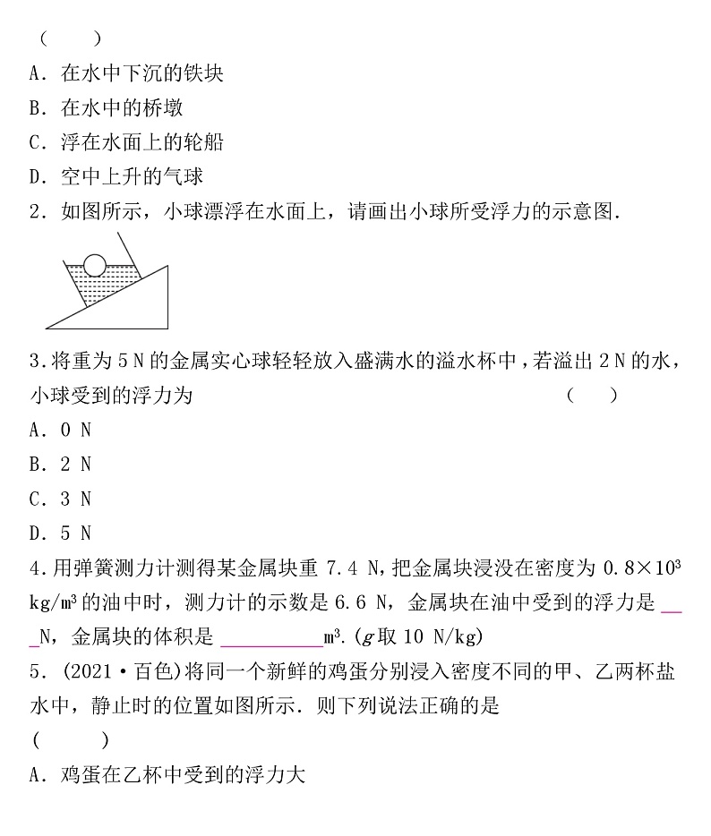 2022年人教版物理中考专题训练   浮力第3页