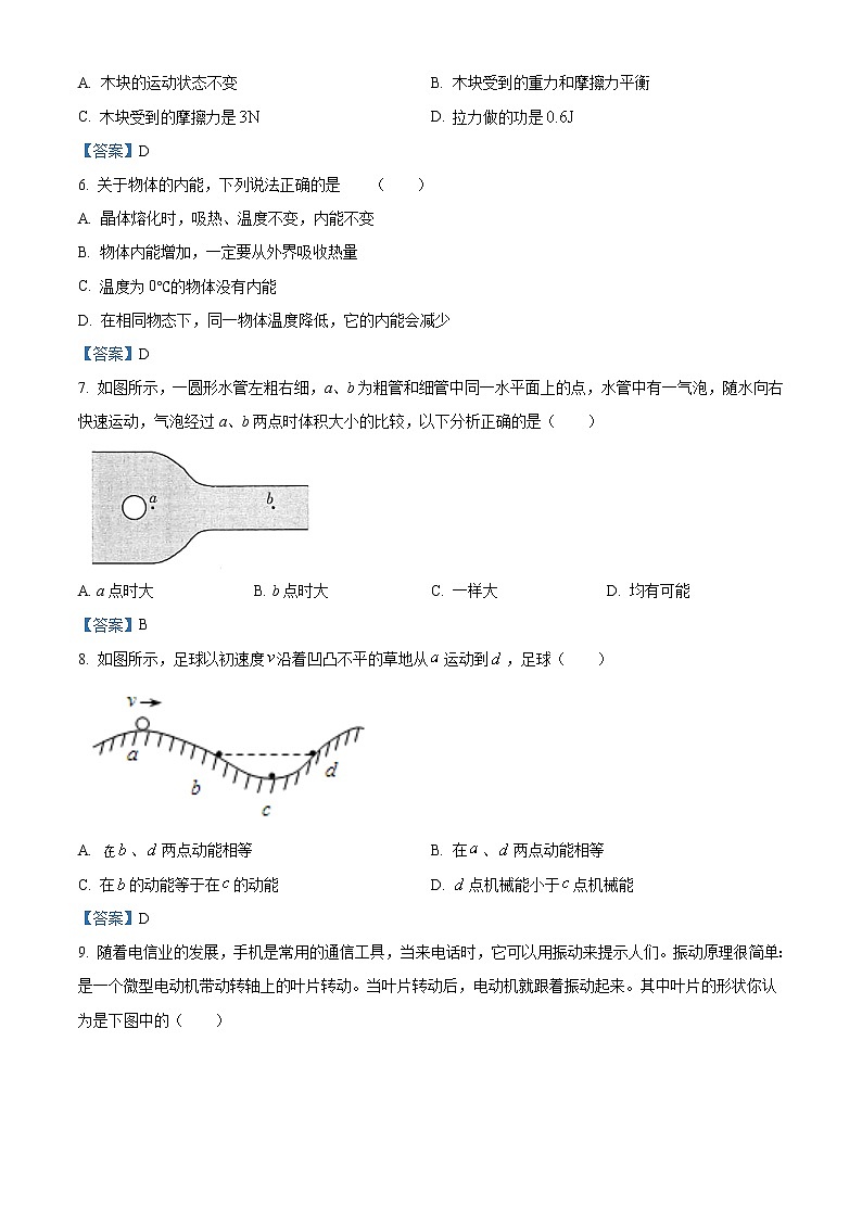 2021年江苏省苏州振华中学中考二模物理试题及答案第2页