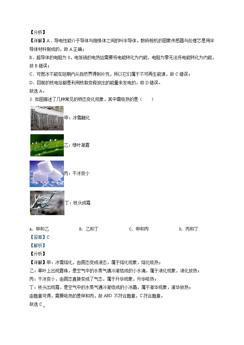 精品解析：2021年江苏省苏州新区实验初中中考二模物理试题（解析版+原卷版）02