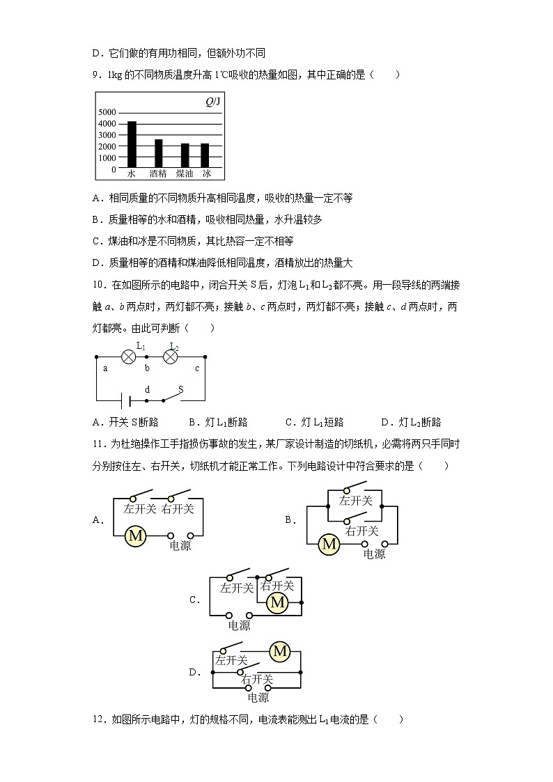 江苏省宿迁市沭阳县2021-2022学年九年级（上）期中考试物理试题第3页