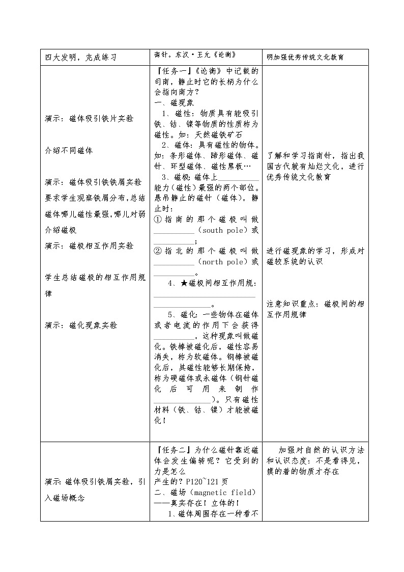 20.1磁现象磁场教案2021-2022学年人教版九年级全一册物理02