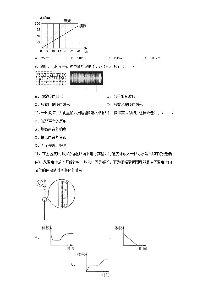 河北省石家庄市高邑县2021-2022学年八年级（上）期中考试物理试题（word版 含答案）03