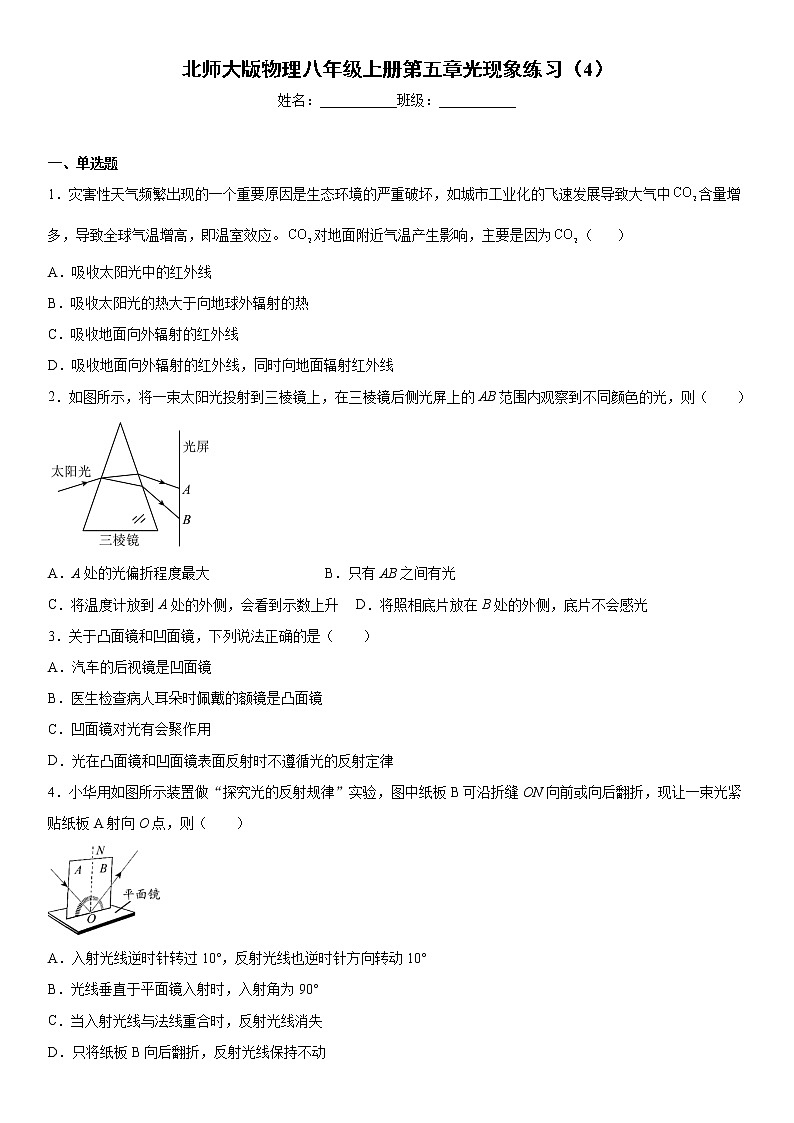 北师大版物理八年级上册第五章光现象练习（4）第1页