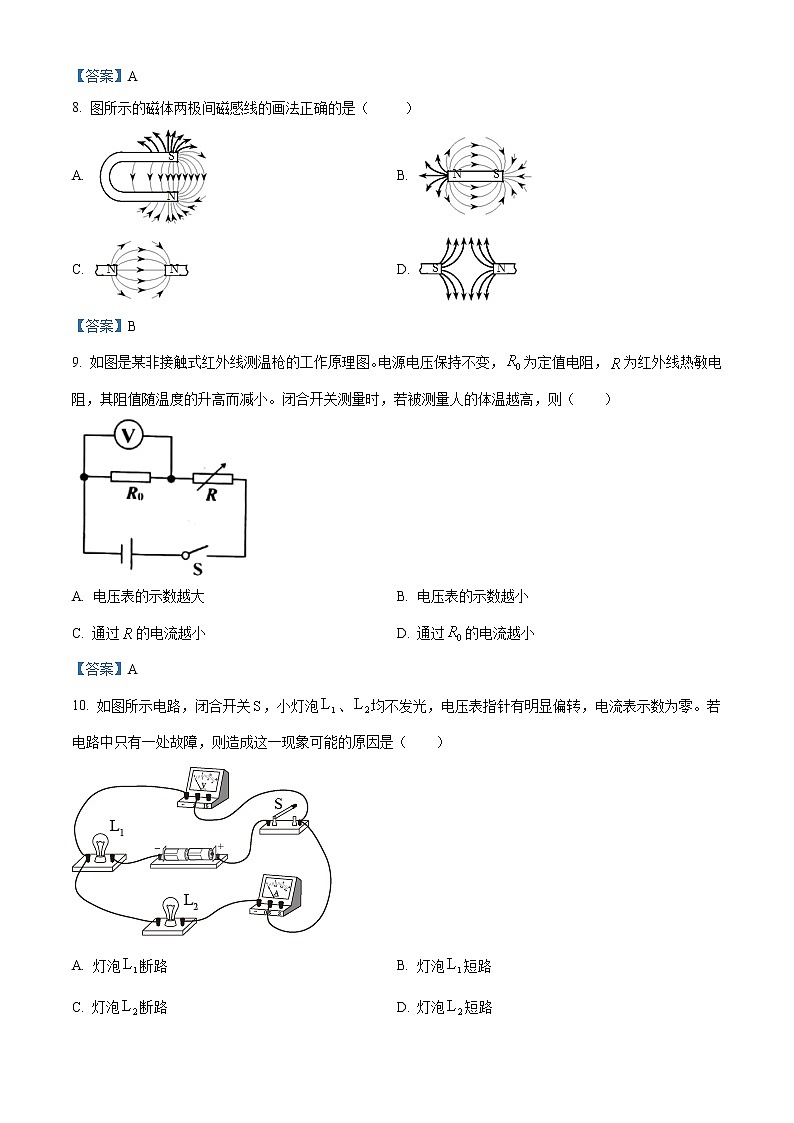 2021年天津市部分区九年级学业考试第二次模拟练习（中考二模）物理试题第3页