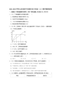 山东省济宁市曲阜市2021-2022学年八年级上学期期中考试物理试题（Word版含解析）