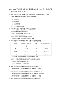 湖南省岳阳市临湘市2021-2022学年九年级上学期期中考试物理试题（Word版含解析）