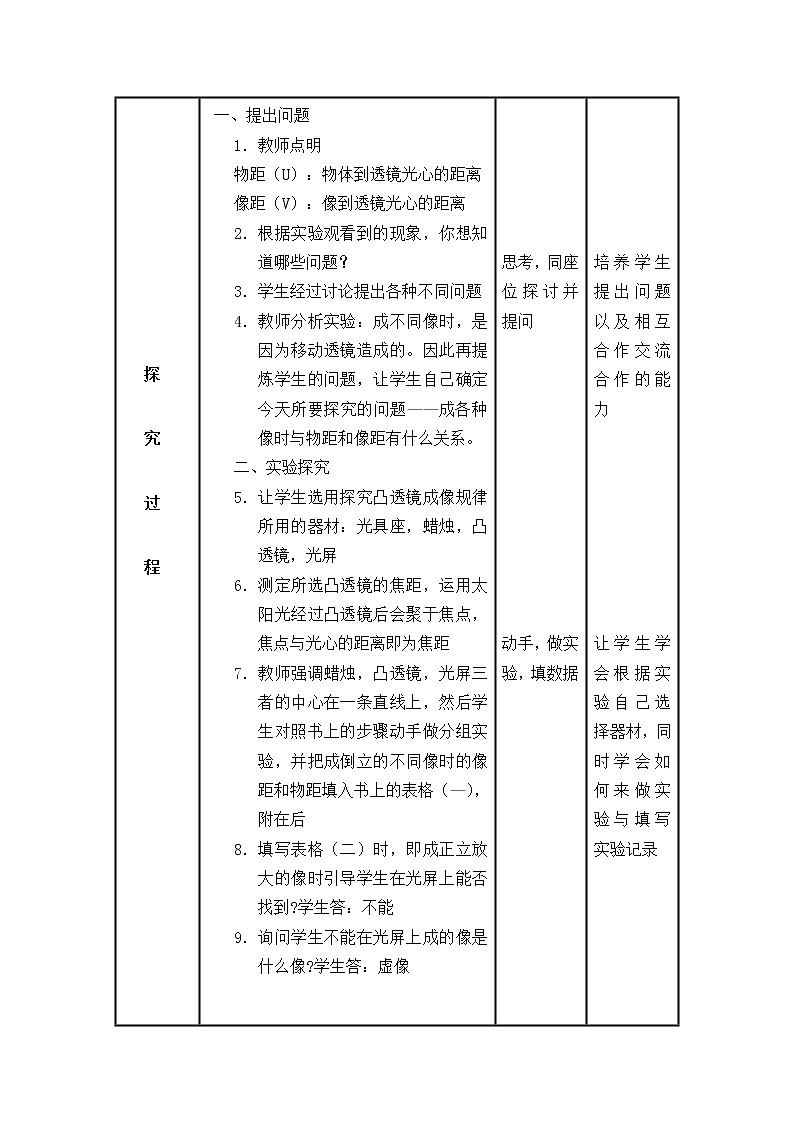 苏科版八年级上册物理 4.3 凸透镜成像的规律_(1) 教案第2页