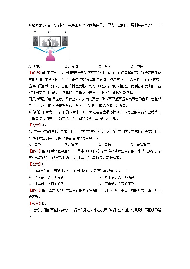 专题2 声现象-2021-2022学年八年级物理上学期期末考试好题汇编（人教版）（解析版）第3页
