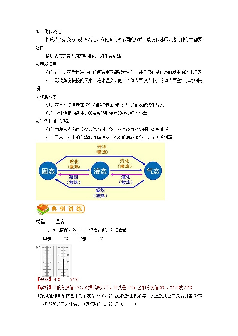 专题05 物态变化-2022年中考物理一轮复习抓重点考典型（人教版）.学案02