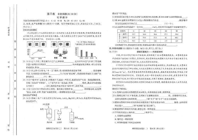 2021年山西省太原市初三二模理综试卷及答案（含答题卡）03