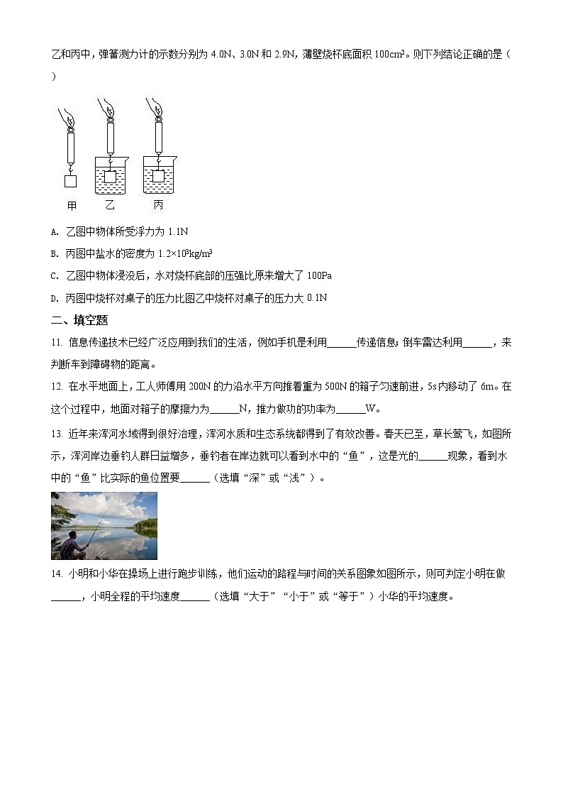 精品解析：2020年吉林省长春市绿园区中考第二次模拟考试物理试题（解析版+原卷版）03