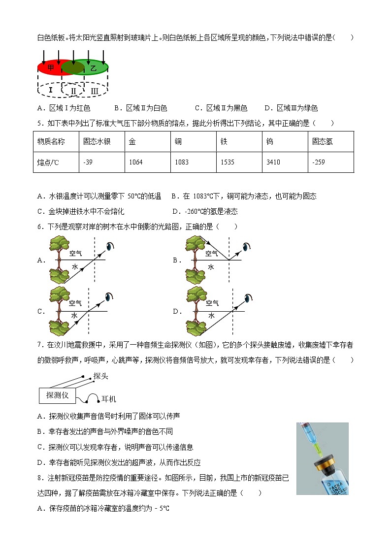 江苏省宜兴外国语学校2021-2022学年八年级物理上学期期末模拟考试卷第2页