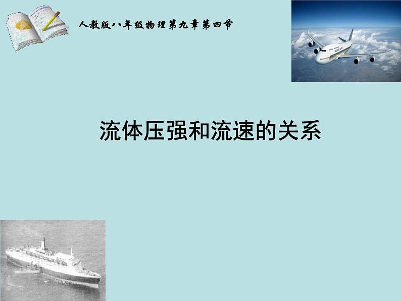 9、4《流体压强与流速的关系》说课课件2021-2022学年人教版八年级物理下册第1页