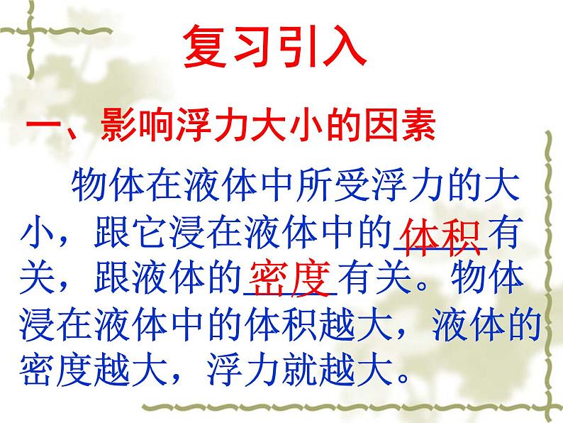 10.3物体的浮沉条件及应用2021-2022学年人教版物理  八年级下册课件PPT第1页