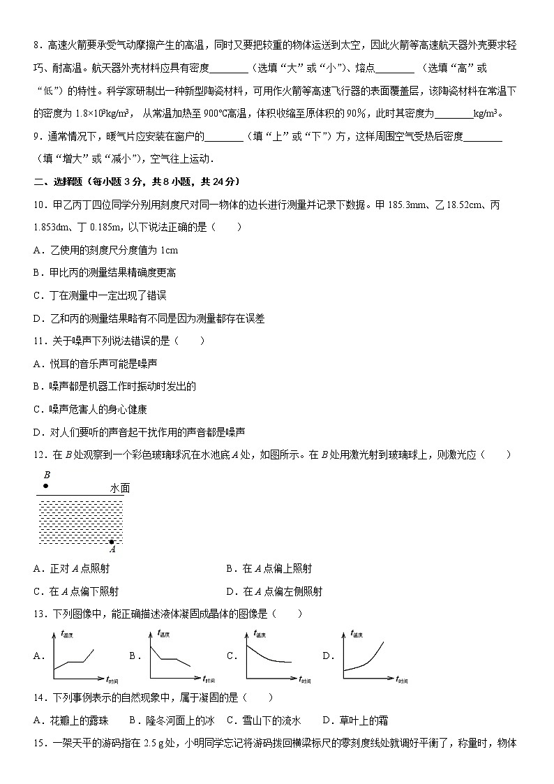 2021-2022年度安徽省合肥市八年级秋学期物理期末模拟卷（一）02
