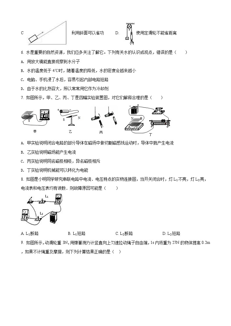 精品解析：青海省西宁市2021年初中学考调研测试二（中考二模）物理试题（原卷版）第2页