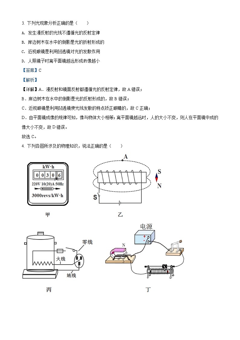 精品解析：2020年内蒙古包头市东河区中考二模理综物理试题（解析版）第2页
