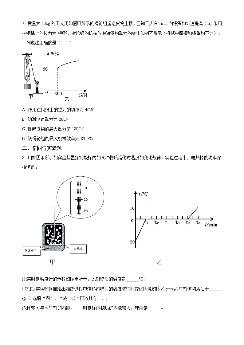 精品解析：2020年内蒙古包头市东河区中考二模理综物理试题（原卷版）第3页