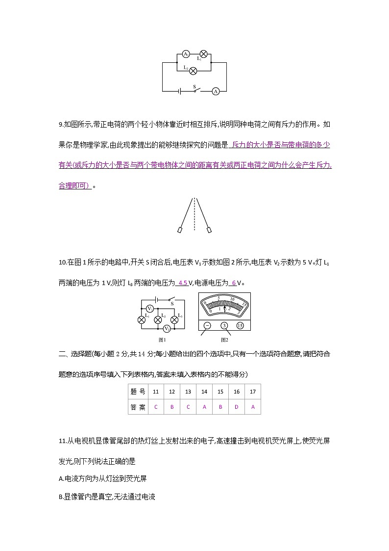 沪科版物理 九年级全一册  第十四章检测卷03