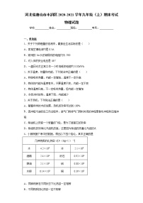 2020-2021学年河北省唐山市丰润区九年级上学期期末考试物理试题（含答案与解析）