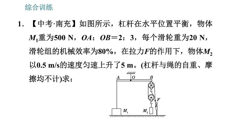 教科版八年级下册物理 期末提分练案 4.2 综合训练 机械效率的计算 习题课件第3页