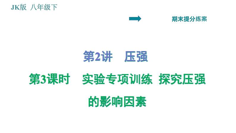 教科版八年级下册物理 期末提分练案 2.3 实验专项训练 探究压强的影响因素 习题课件第1页