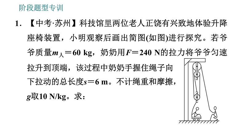 教科版八年级下册物理 第11章 阶段题型专训 滑轮组机械效率的计算 习题课件03