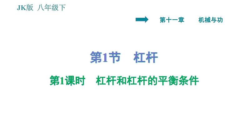 教科版八年级下册物理 第11章 11.1.1 杠杆和杠杆的平衡条件 习题课件第1页