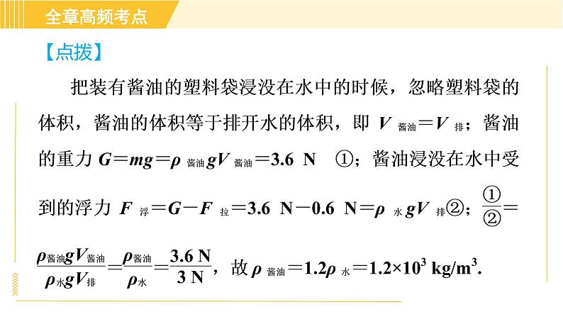 苏科版八年级下册物理 第10章 全章高频考点专训 专训2 利用浮力测密度——公式法 习题课件07