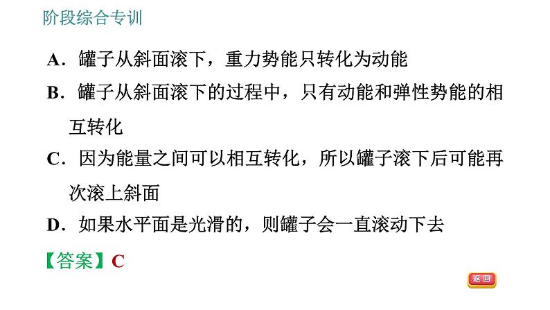 教科版八年级下册物理 第12章 阶段综合专训 动能和势能的转化及利用 习题课件第6页