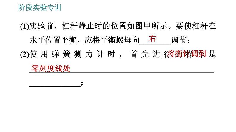 教科版八年级下册物理 第11章 阶段实验专训 与机械相关的探究与测量 习题课件07