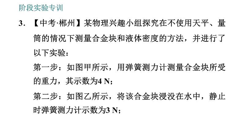 教科版八年级下册物理 第10章 阶段实验专训 与浮力有关的实验探究 习题课件07