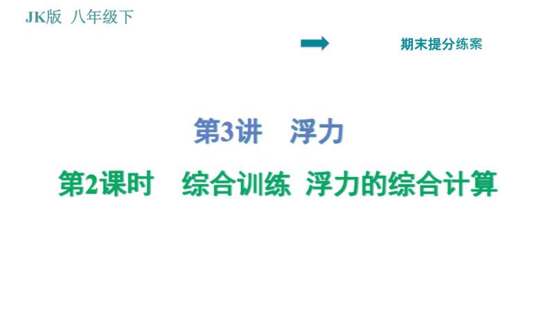 教科版八年级下册物理 期末提分练案 3.2 综合训练 浮力的综合计算 习题课件01