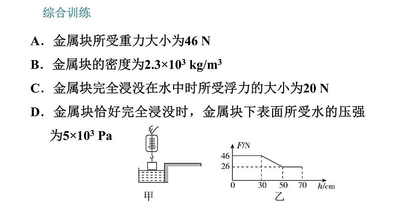 教科版八年级下册物理 期末提分练案 3.2 综合训练 浮力的综合计算 习题课件第4页