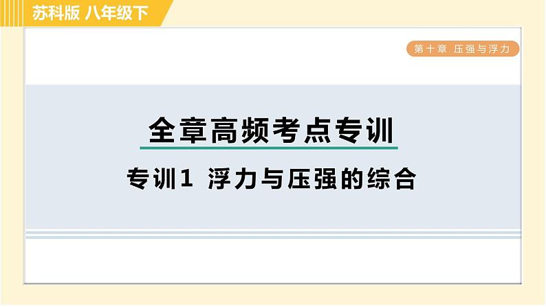 苏科版八年级下册物理 第10章 全章高频考点专训 专训1 浮力与压强的综合 习题课件01