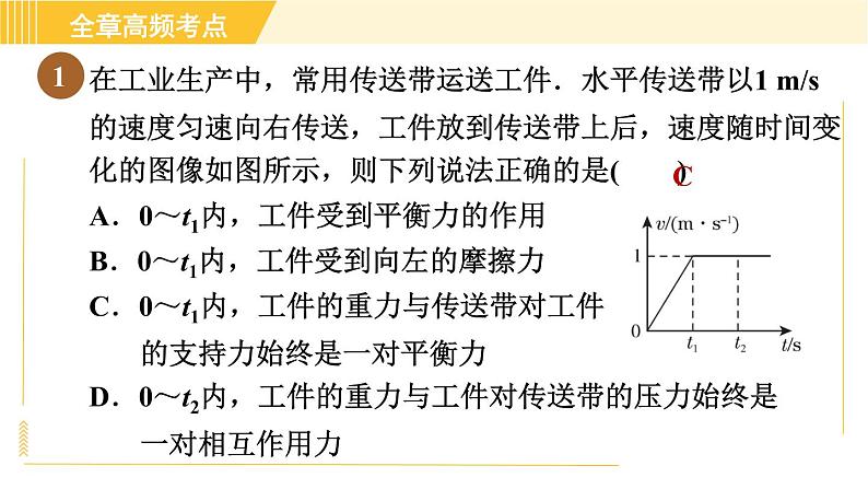 苏科版八年级下册物理 第9章 全章高频考点专训 专训2 运用二力平衡判断摩擦力 习题课件第3页