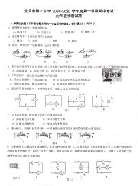 甘肃省金昌市三中2020-2021九年级上学期物理期中试卷（PDF版无答案）