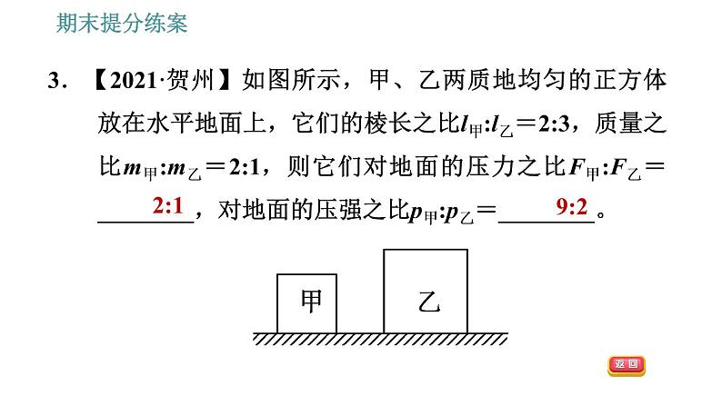 人教版八年级下册物理 期末提分练案 第2讲   第2课时   专项2关于压强计算的应用类型 习题课件第8页