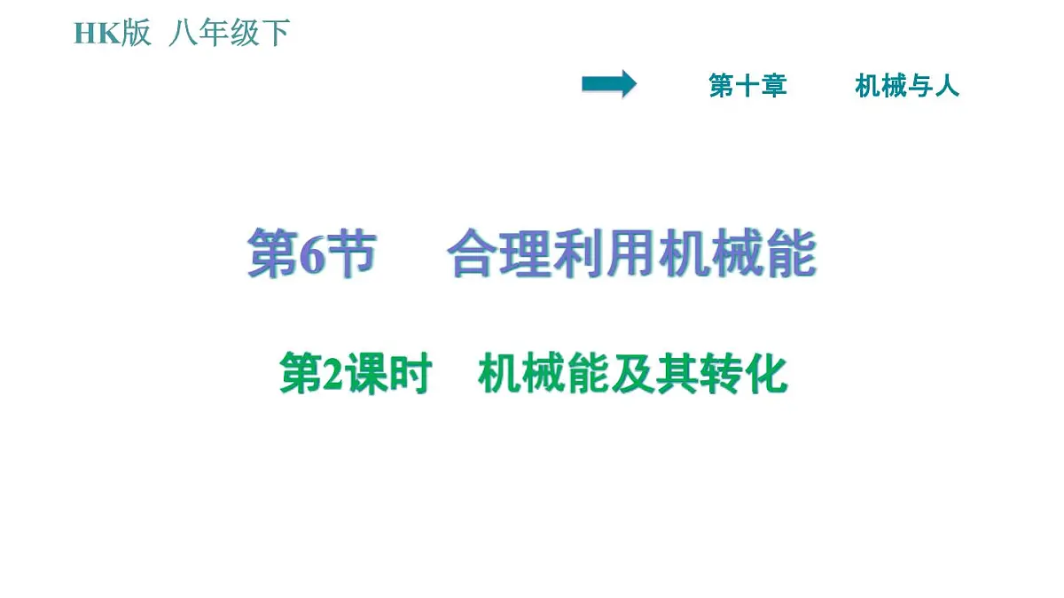 沪科版八年级下册物理 第10章 10.6.2 机械能及其转化 习题课件第1页